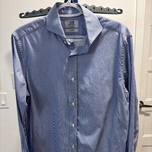 Boggi Milano Tailored Fit Dress Shirt Men’s 40 (15¾) Blue Micro Check